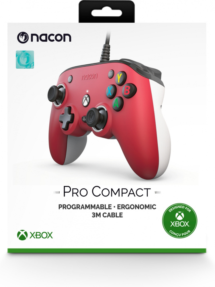 Nacon Pro Compact kablet spillkontroller, rød, Xbox / PC