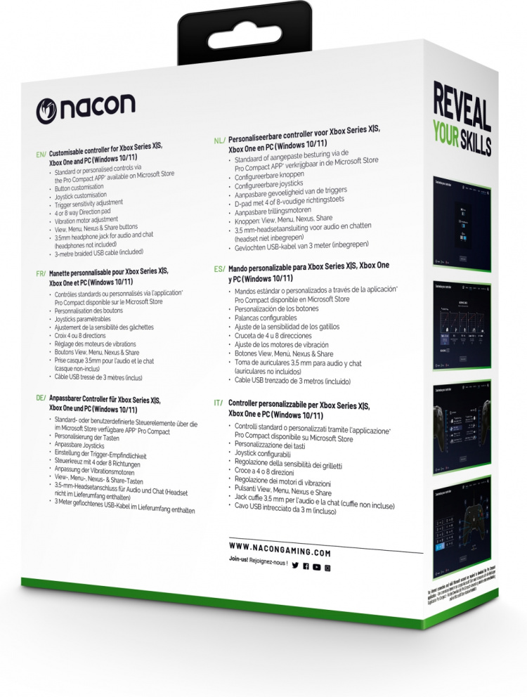 Nacon Pro Compact kablet spillkontroller, lyseblå, Xbox / PC