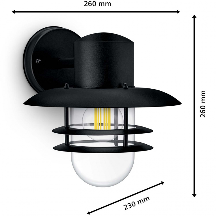 Philips Inyma Veggarmatur (E27-sokkel) IP44 Svart Philips Inyma Veggarmatur (E27-sokkel) IP44 Svart