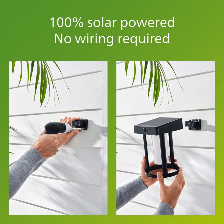 Philips Fyve Vegglampe vinklet solcellelampe med ultraeffektiv LED 200lm svart