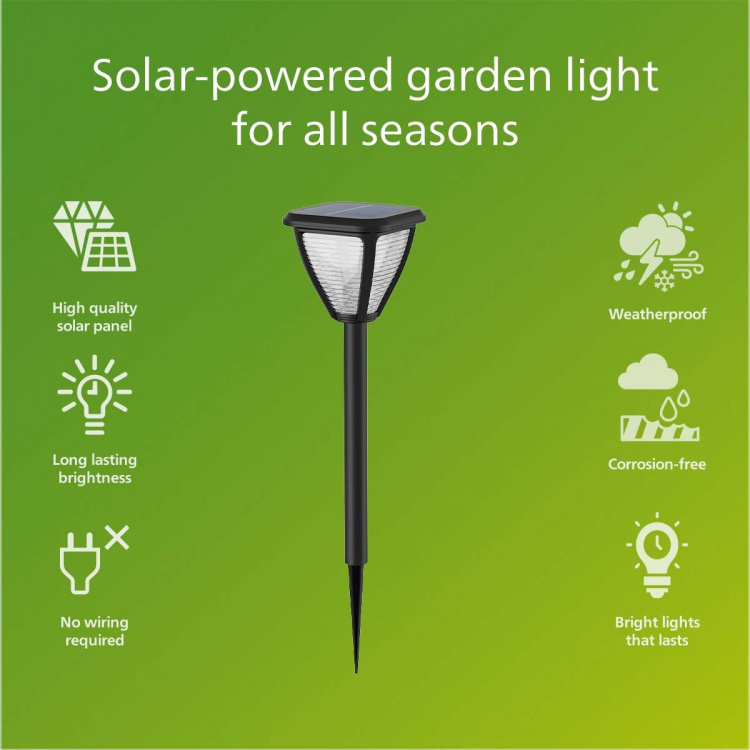 Philips Vapora solcelledrevet hagelampe LED 200lm svart Philips Vapora solcelledrevet hagelampe LED 200lm svart