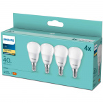 Philips 4-pakning LED E14 Sphere P45 5W (40W) Frost 470lm