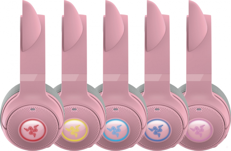 Razer Kraken Kitty V2 Bluetooth-hodesett for spilling, rosa
