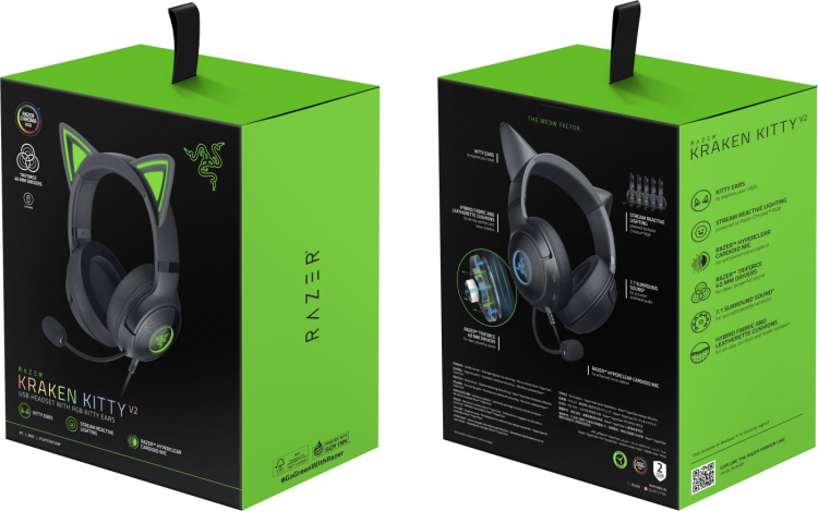 Razer Kraken Kitty V2 Gaming-hodesett, svart Razer Kraken Kitty V2 Gaming-hodesett, svart