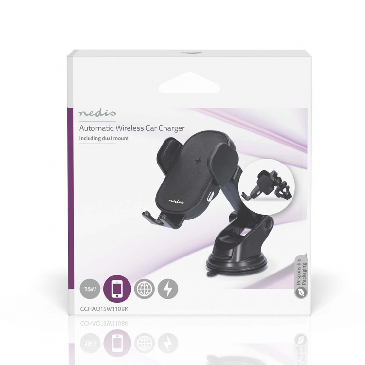 Nedis Wireless Car Charger | 7.5 / 10 / 15 W | 1.5 / 1.67 / 2 A | 1.00 m | FOD / Over aktuell / Overopphetningsbeskyttelse / Overspenning | USB Type-C™ | Inkludert kabel Nedis Wireless Car Charger | 7.5 / 10 / 15 W | 1.5 / 1.67 / 2 A | 1.00 m | FOD / Over aktuell / Overopphetningsbeskyttelse / Overspenning | USB Type-C™ | Inkludert kabel