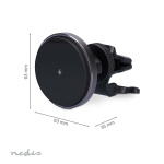 Nedis Wireless Car Charger | 7.5 / 10 / 15 W | 1.5 / 1.67 / 2 A | 1.00 m | FOD / Over aktuell / Overopphetningsbeskyttelse / Overspenning | USB Type-C™ | Inkludert kabel