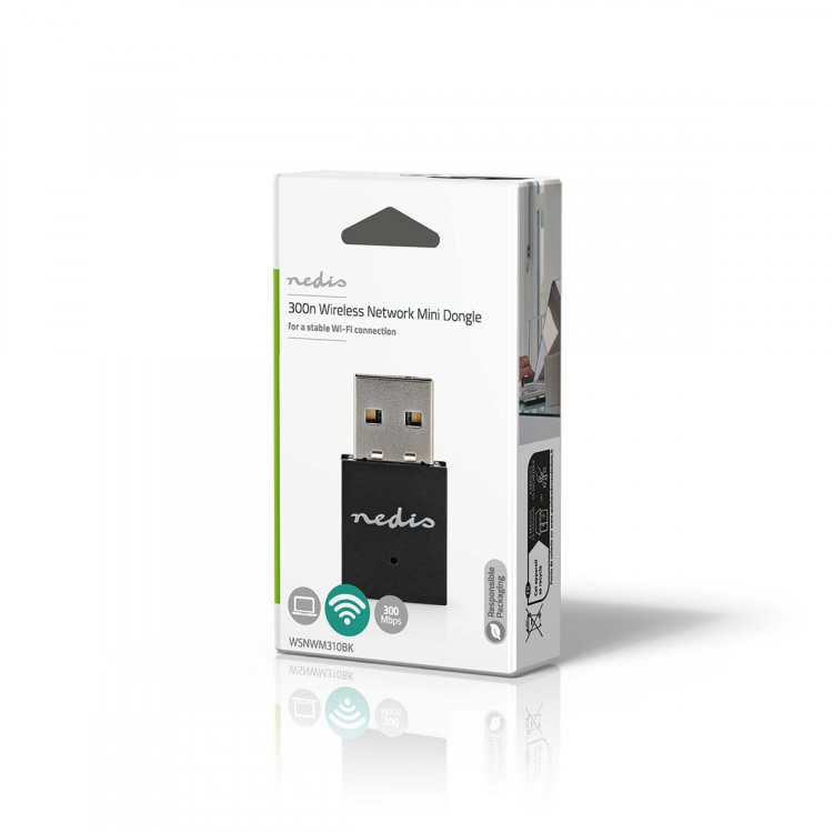 Nedis Network Dongle | Wi-Fi | N300 | 2.4 GHz | USB2.0 | Wi-Fi hastighet totalt: 300 Mbps | Windows 10 / Windows 11 / Windows 8 Nedis Network Dongle | Wi-Fi | N300 | 2.4 GHz | USB2.0 | Wi-Fi hastighet totalt: 300 Mbps | Windows 10 / Windows 11 / Windows 8