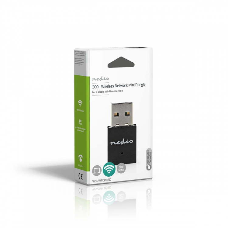 Nedis Network Dongle | Wi-Fi | N300 | 2.4 GHz | USB2.0 | Wi-Fi hastighet totalt: 300 Mbps | Windows 10 / Windows 11 / Windows 8 Nedis Network Dongle | Wi-Fi | N300 | 2.4 GHz | USB2.0 | Wi-Fi hastighet totalt: 300 Mbps | Windows 10 / Windows 11 / Windows 8