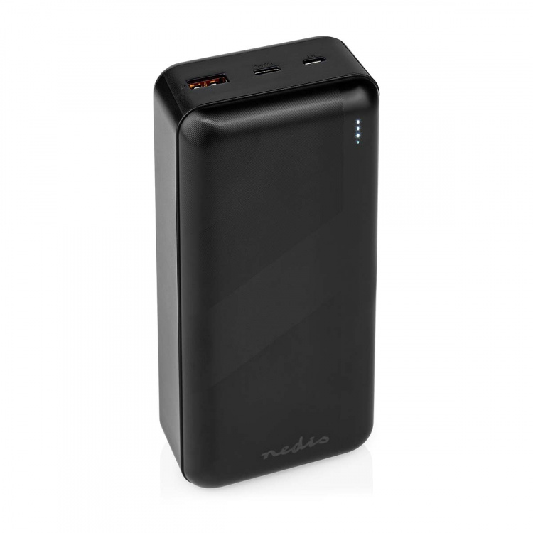 Nedis Power Bank | 32000 mAh | 2.4 / 3.0 / 3.25 A | Antall utganger: 2 | Utgangstilkobling: 1x USB-A / 1x USB-C™ | Inngangstilkobling: 1x Micro USB / 1x USB-C™ | PD3.0 45W / PD3.0 65W | Lithium-Polymer Nedis Power Bank | 32000 mAh | 2.4 / 3.0 / 3.25 A | Antall utganger: 2 | Utgangstilkobling: 1x USB-A / 1x USB-C™ | Inngangstilkobling: 1x Micro USB / 1x USB-C™ | PD3.0 45W / PD3.0 65W | Lithium-Polymer