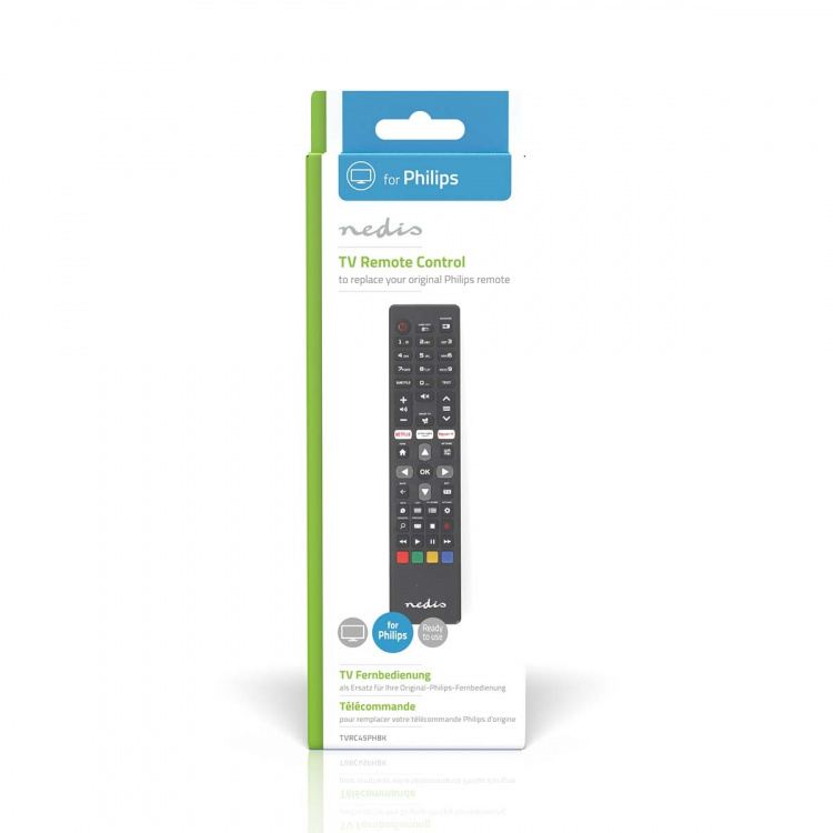 Nedis Utskifting Fjernkontroll | Egnet for: Philips | Forprogrammert | 1 Enhet | Amazon Prime / Netflix Knapp / Rakuten TV Button / Smart Hub Knapp | Infrarød | Sort Nedis Utskifting Fjernkontroll | Egnet for: Philips | Forprogrammert | 1 Enhet | Amazon Prime / Netflix Knapp / Rakuten TV Button / Smart Hub Knapp | Infrarød | Sort