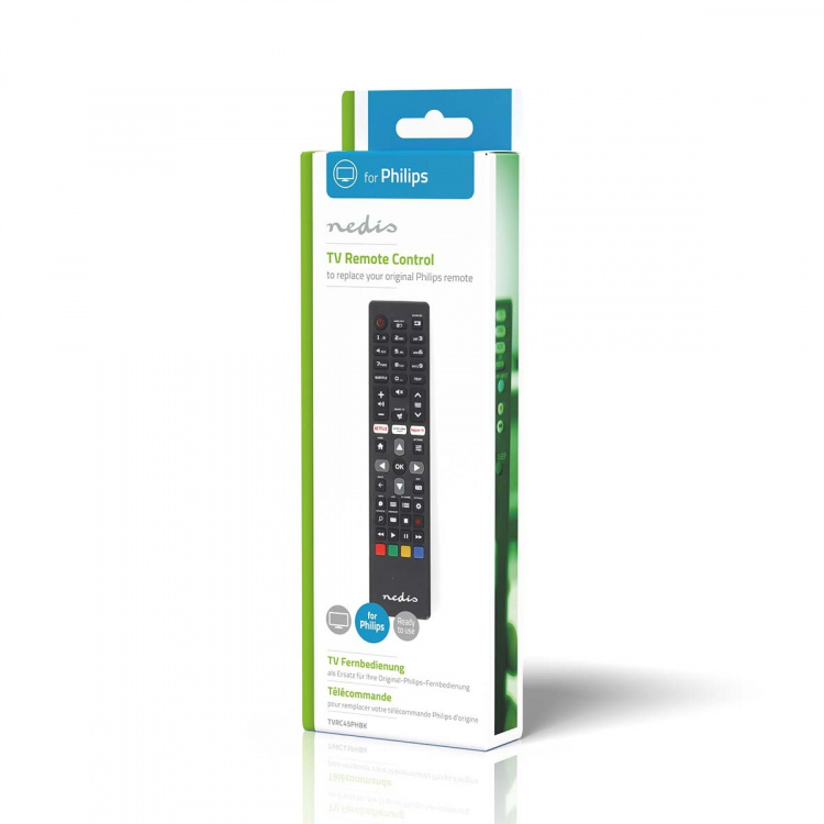 Nedis Utskifting Fjernkontroll | Egnet for: Philips | Forprogrammert | 1 Enhet | Amazon Prime / Netflix Knapp / Rakuten TV Button / Smart Hub Knapp | Infrarød | Sort Nedis Utskifting Fjernkontroll | Egnet for: Philips | Forprogrammert | 1 Enhet | Amazon Prime / Netflix Knapp / Rakuten TV Button / Smart Hub Knapp | Infrarød | Sort