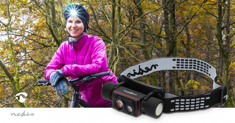 Nedis LED hovedlys | Batteri drevet / USB-Strøm | 3.7 V DC | batterier følger med | Oppladningsbar | Nominell lysfluks: 1000 lm | Lysrekkevidde: 180 m Nedis LED hovedlys | Batteri drevet / USB-Strøm | 3.7 V DC | batterier følger med | Oppladningsbar | Nominell lysfluks: 1000 lm | Lysrekkevidde: 180 m