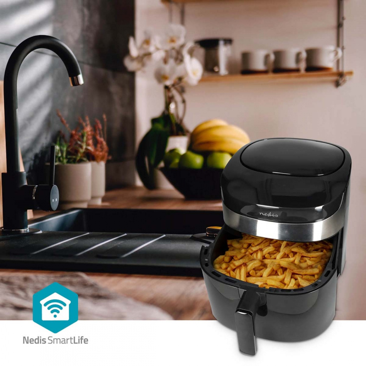 Nedis SmartLife Hot Air Fryer | Wi-Fi | 7,2 l | Timer: 60 min | Antall forhåndinnstilte programmer: 8 | Digitalt | Android™ / IOS | Sort Nedis SmartLife Hot Air Fryer | Wi-Fi | 7,2 l | Timer: 60 min | Antall forhåndinnstilte programmer: 8 | Digitalt | Android™ / IOS | Sort