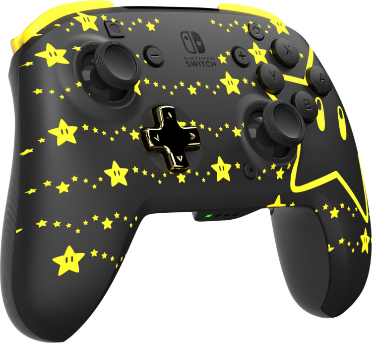 PDP Gaming Rematch Glow trådløs kontroller - trådløs spillkontroller, Mario Stars, Switch PDP Gaming Rematch Glow trådløs kontroller - trådløs spillkontroller, Mario Stars, Switch