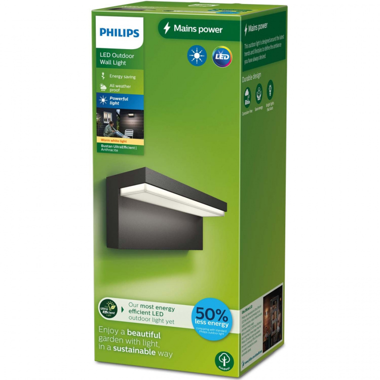 Philips Bustan Wall Ultra Efficient LED 3,8W 800lm Antrasitt