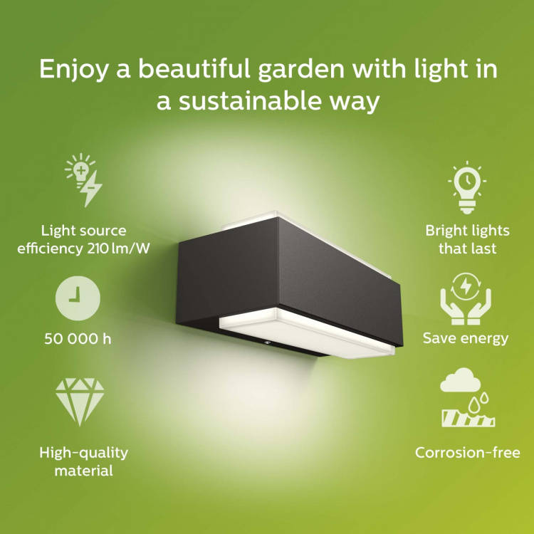 Philips Stratosphere Vegglampe Ultra Efficient LED 3,8W 800lm Antracitt Philips Stratosphere Vegglampe Ultra Efficient LED 3,8W 800lm Antracitt