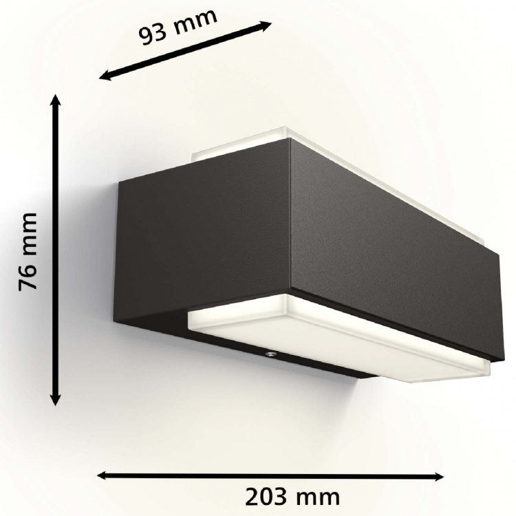 Philips Stratosphere Vegglampe Ultra Efficient LED 3,8W 800lm Antracitt Philips Stratosphere Vegglampe Ultra Efficient LED 3,8W 800lm Antracitt