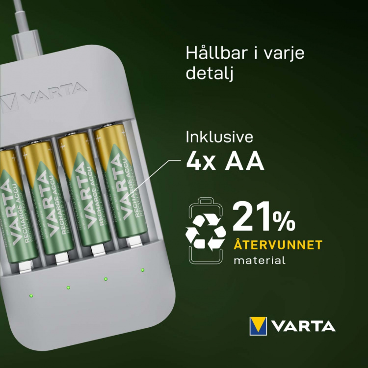 Varta Eco Charger Pro Recycled inkl. 4x AA 2100 mAh Varta Eco Charger Pro Recycled inkl. 4x AA 2100 mAh