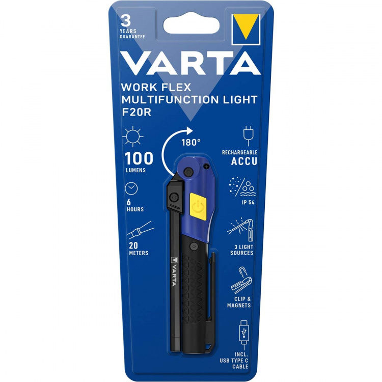 Varta Arbeidsfleksibel® multifunksjonslys F20R oppladbart