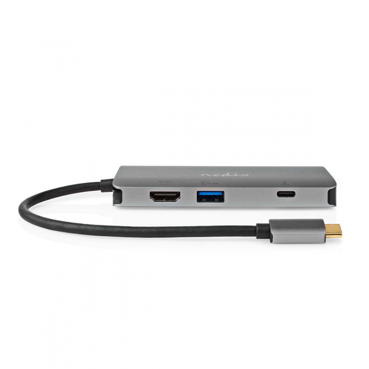 Nedis USB Multi-Port Adapter | 7-i-1 | USB 3.2 Gen 1 | USB-C™ Hann | HDMI™ Output / Micro SD / RJ45 Hun / SD / USB-C™ Hunn / 3x USB-A Hunn | 5 Gbps | 0.20 m | Rund | Gull belagt | PVC | Antrasitt | Boks