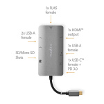 Nedis USB Multi-Port Adapter | 7-i-1 | USB 3.2 Gen 1 | USB-C™ Hann | HDMI™ Output / Micro SD / RJ45 Hun / SD / USB-C™ Hunn / 3x USB-A Hunn | 5 Gbps | 0.20 m | Rund | Gull belagt | PVC | Antrasitt | Boks