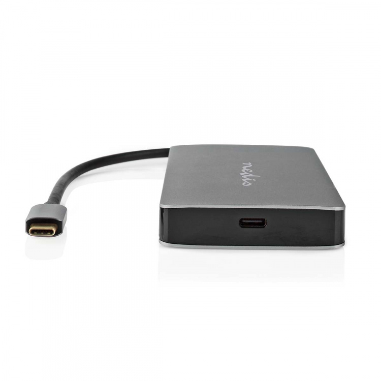 Nedis USB Multi-Port Adapter | 7-i-1 | USB 3.2 Gen 1 | USB-C™ Hann | Micro SD / RJ45 Hun / SD / USB-C™ Hunn / 2x HDMI™ / 2x USB-A Hunn | 5 Gbps | 0.20 m | Rund | Gull belagt | PVC | Antrasitt | Boks