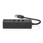 Nedis USB-hub | USB-A Han | 3x USB A Female | 5-Port port(s) | USB 3.2 Gen 1 | USB-Strøm | 5 Gbps | SD & MicroSD