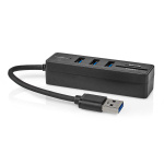 Nedis USB-hub | USB-A Han | 3x USB A Female | 5-Port port(s) | USB 3.2 Gen 1 | USB-Strøm | 5 Gbps | SD & MicroSD