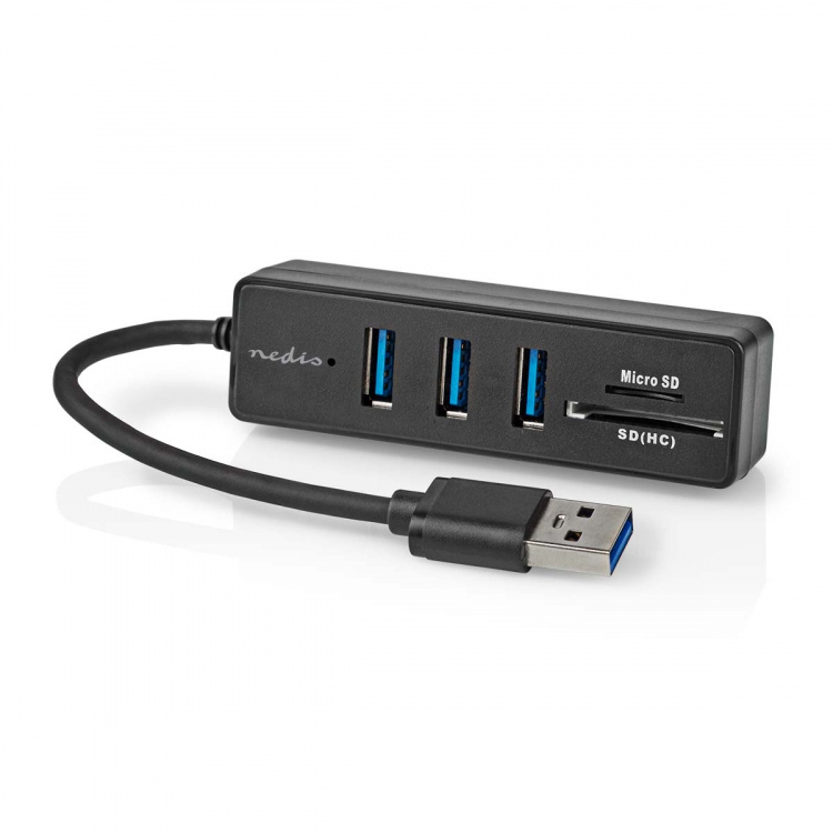 Nedis USB-hub | USB-A Male | 3x USB A Female | 5-Port port(s) | USB 3.2 Gen 1 | USB-Strøm | 5 Gbps | SD & MicroSD Nedis USB-hub | USB-A Male | 3x USB A Female | 5-Port port(s) | USB 3.2 Gen 1 | USB-Strøm | 5 Gbps | SD & MicroSD