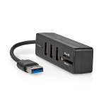 Nedis USB-hub | USB-A Han | 3x USB A Female | 5-Port port(s) | USB 3.2 Gen 1 | USB-Strøm | 5 Gbps | SD & MicroSD