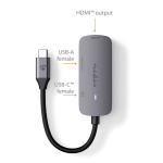 Nedis USB Multi-Port Adapter | 3-i-1 | USB 3.2 Gen 1 | USB-C™ Hann | HDMI™ Output / USB-A Hun / USB-C™ Hunn | 5 Gbps | 0.10 m | Rund | Nikkel belagt | PVC | Grå | Boks