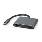 Nedis USB Multi-Port Adapter | 2-i-1 | USB 3.2 Gen 1 | USB-C™ Hann | 2x HDMI™ | 0.10 m | Rund | Nikkel belagt | PVC | Sort | Konvolutt