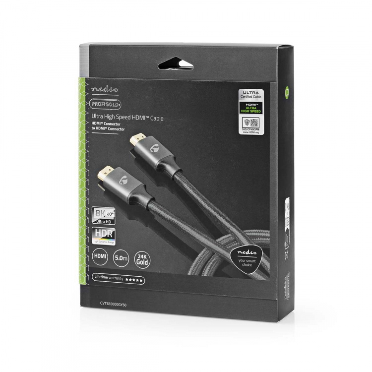 Nedis Ultra High Speed ​​HDMI ™ Cable | HDMI ™ -kontakt | HDMI ™ -kontakt | 8K@60Hz | 48 Gbps | 5.00 m | Rund | 6.7 mm | Gun Metal Grå | Deksel Vindusboks