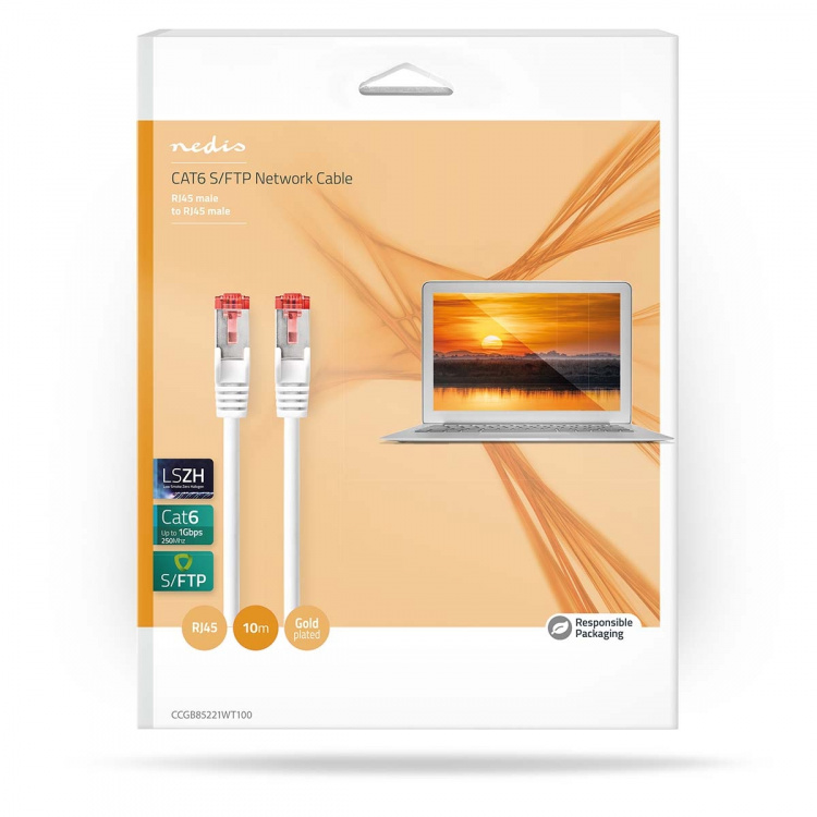 Nedis CAT6 Nettverkskabel | RJ45 Han | RJ45 Han | S/FTP | 10.0 m | Innendørs | Rund | LSZH | Hvit | Boks