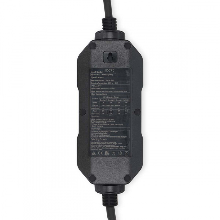 Nedis Bærbar lader for elektriske kjøretøy | AT-N05V3V3-F 3G1.5 | 1380 / 2300 / 3680 W | 6 / 8 / 10 / 13 / 16 A | 1 Phase | 5.00 m | Sort | Gaveeske