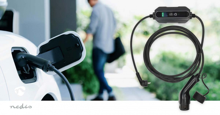 Nedis Bærbar lader for elektriske kjøretøy | AT-N05V3V3-F 3G1.5 | 1380 / 2300 / 3680 W | 6 / 8 / 10 / 13 / 16 A | 1 Phase | 5.00 m | Sort | Gaveeske