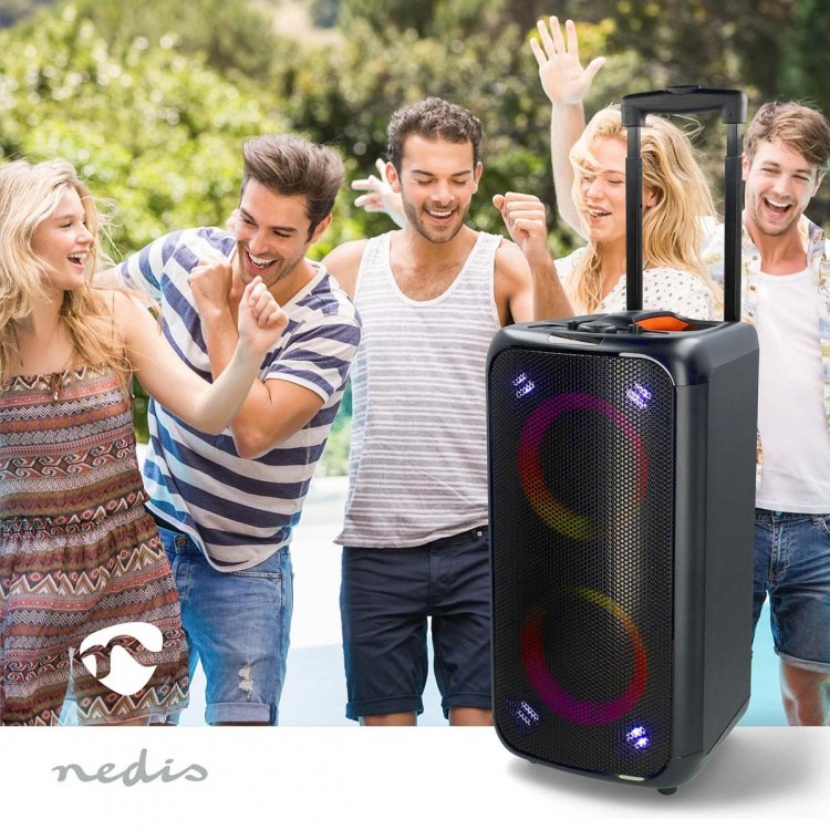 Nedis Bluetooth® Party Speaker | Maksimal batteritid: 5 timer | 240 W | Bære håndtak | Party lys | Equalizer | Oransje / Sort Nedis Bluetooth® Party Speaker | Maksimal batteritid: 5 timer | 240 W | Bære håndtak | Party lys | Equalizer | Oransje / Sort