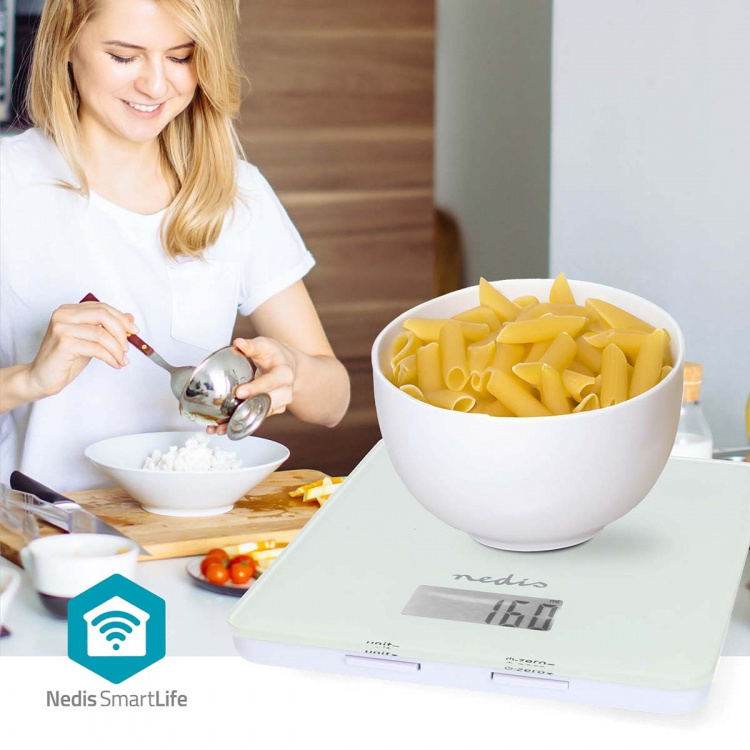 Nedis SmartLife kjøkkenvekt | Bluetooth® | Glass / Plast | Hvit Nedis SmartLife kjøkkenvekt | Bluetooth® | Glass / Plast | Hvit