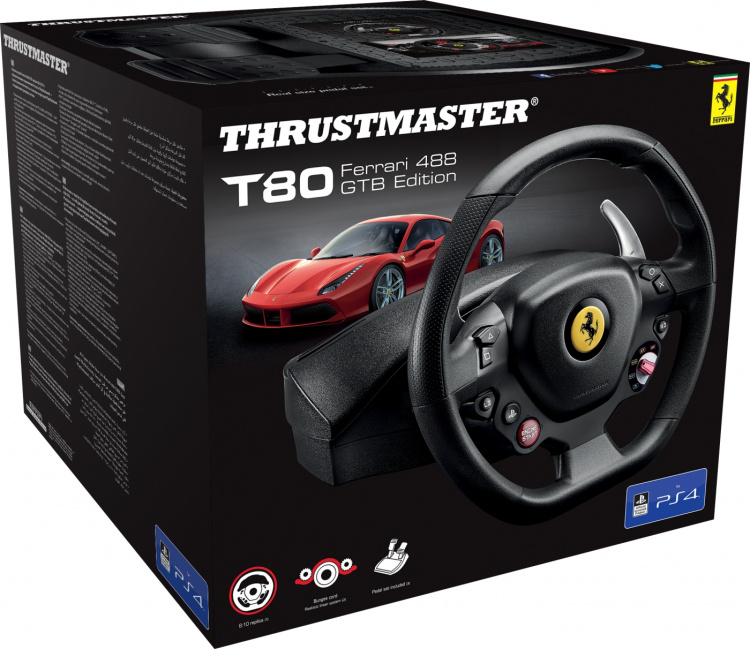 Thrustmaster T80 Ferrari 488 GTB rattkontroll PS4 / PS5 / PC Thrustmaster T80 Ferrari 488 GTB rattkontroll PS4 / PS5 / PC
