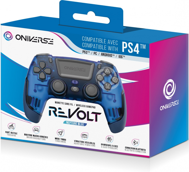 Oniverse Revolt trådløs kontroller, Neptune Blue, PS4