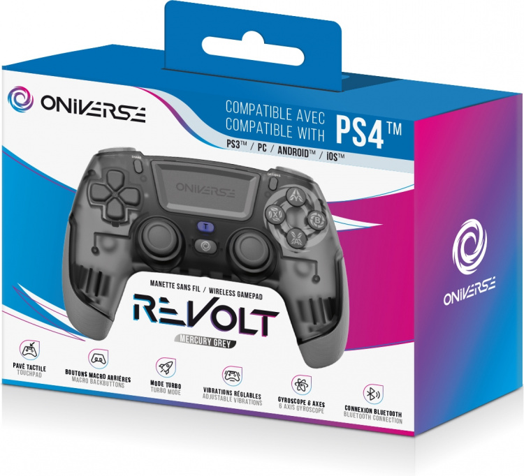 Oniverse Revolt trådløs kontroller, Mercury Grey, PS4 Oniverse Revolt trådløs kontroller, Mercury Grey, PS4