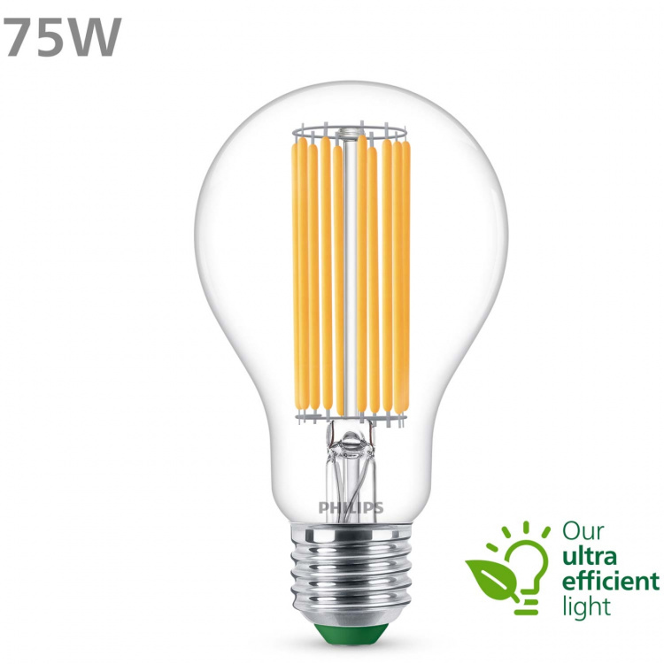 Philips LED E27 Normal 5,2W (75W) Klar 1095lm 2700K Energiklasse A Philips LED E27 Normal 5,2W (75W) Klar 1095lm 2700K Energiklasse A