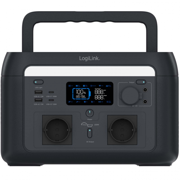 LogiLink Bærbart kraftverk 600W 512 Wh Tuya LogiLink Bærbart kraftverk 600W 512 Wh Tuya