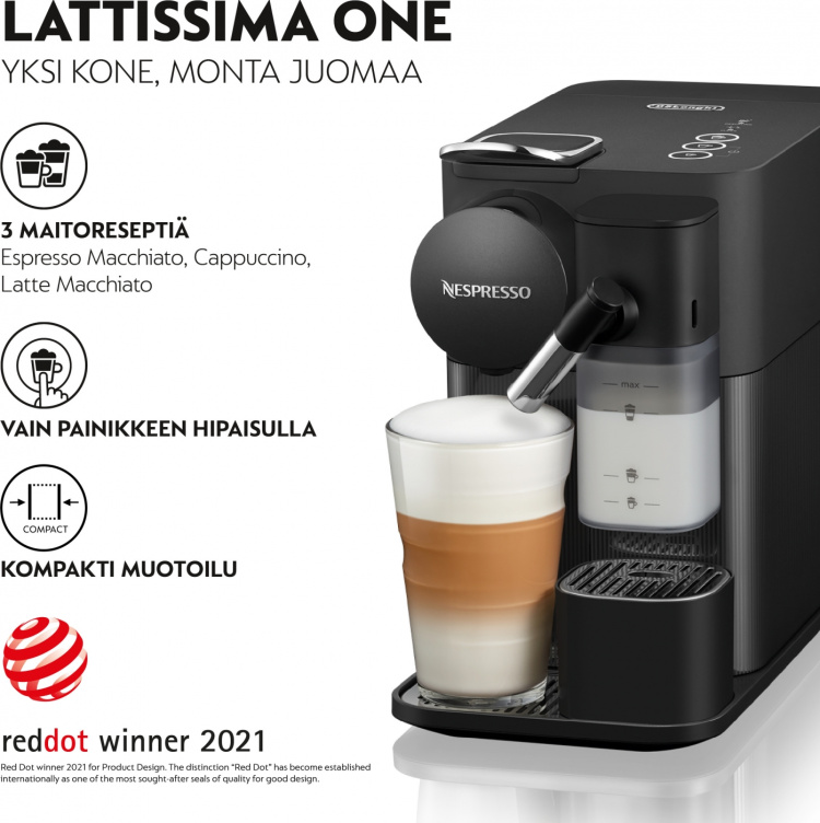 Nespresso Lattissima One Evo kapselmaskin, svart Nespresso Lattissima One Evo kapselmaskin, svart