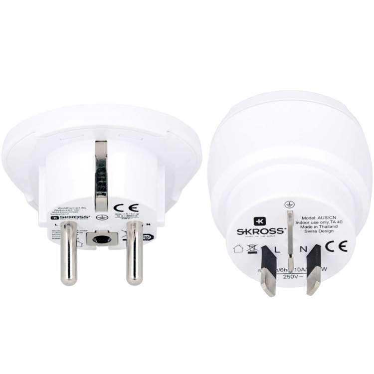 SKROSS Reiseadapter Combo Verden til Australia/Kina + Europa Jord SKROSS Reiseadapter Combo Verden til Australia/Kina + Europa Jord