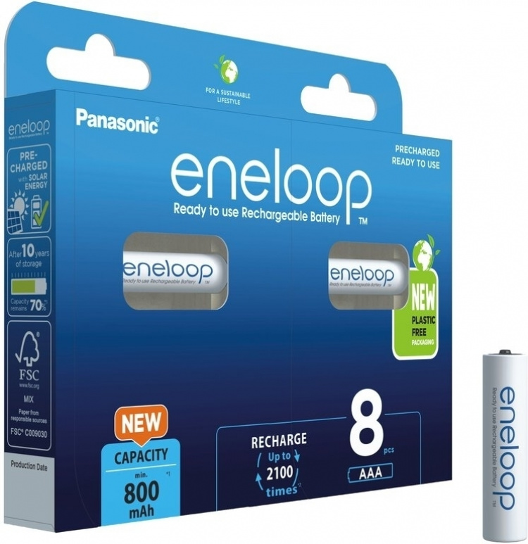 Panasonic Eneloop AAA 800 mAh batteri, 8 stk