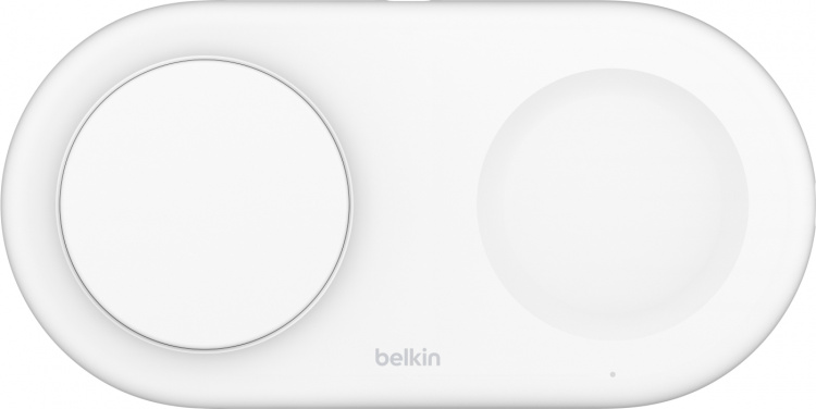 Belkin BoostCharge Pro 2-i-1 Qi2-ladeplate, hvit