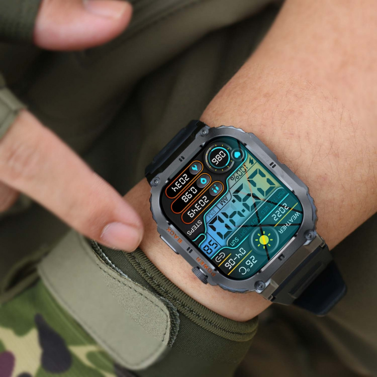 Denver SWC-191B Bluetooth SmartWatch med hjertefrekvens-, blodtrykks- og oksygensensor og samtalefunksjon