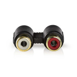 Nedis Stereo Audio Adapter | 2x RCA Hun | 2x RCA Hun | Gull belagt | Rett | ABS | Antrasitt | 1 stk. | Boks