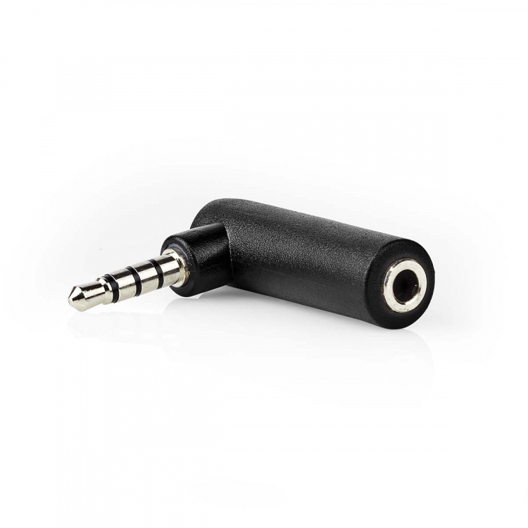 Nedis Stereo Audio Adapter | 3.5 mm Han | 3.5 mm Hun | Nikkel belagt | Vinklet 90° | Metall | Sort | 1 stk. | Boks
